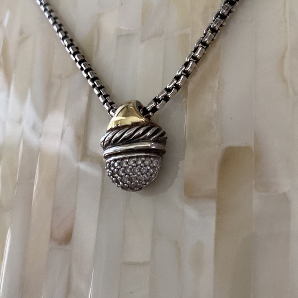 David Yurman acorn pendant encrusted with diamonds accented with 18k gold. - Picture 3 of 7